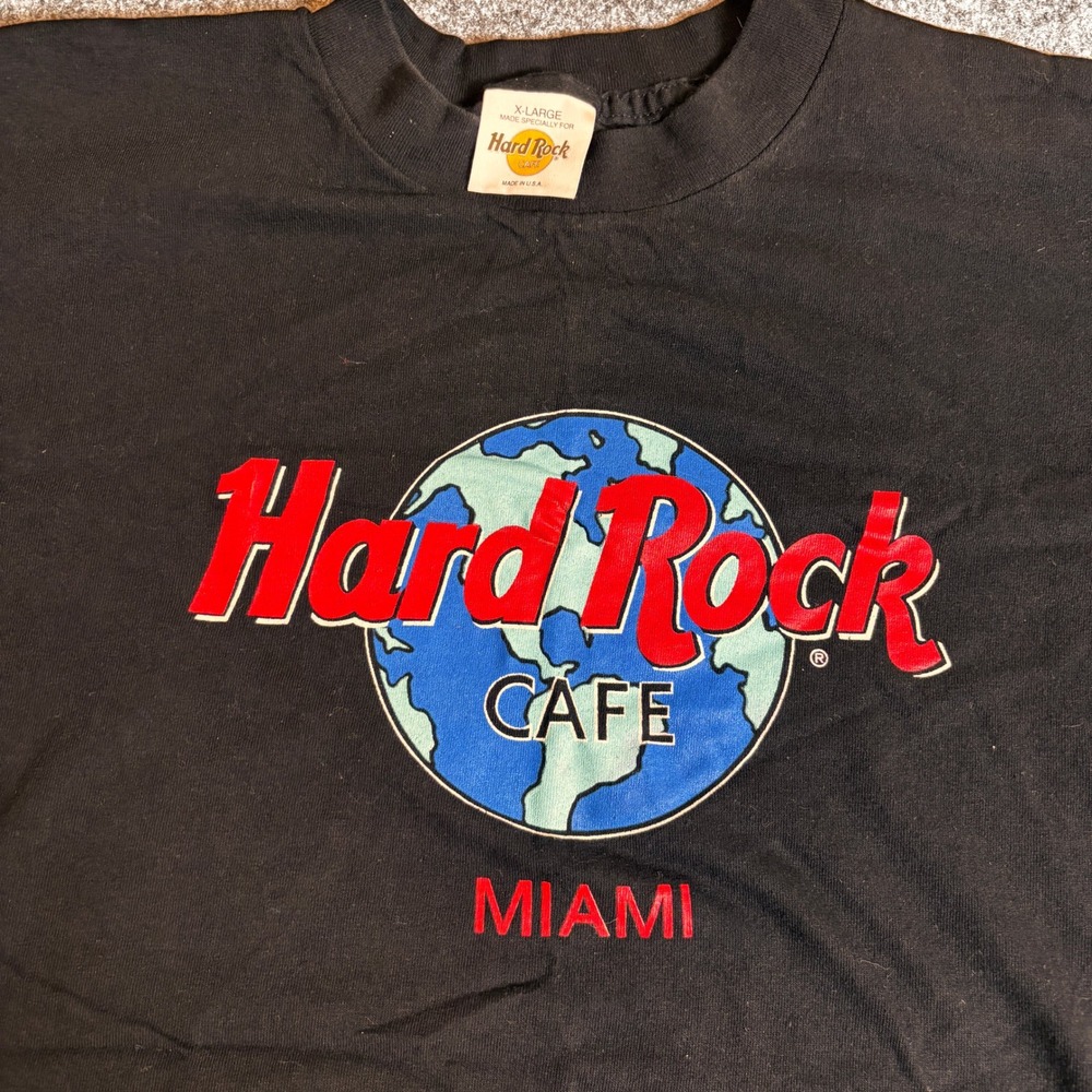 Vintage Hard Rock Cafe T-Shirt Mens XL Black Excellent Miami Graphic Tee USA